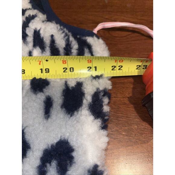 Vineyard Vines Womens Large Deep Bay Blue & Crème Leopard Sherpa Supershep Vest - Picture 6 of 7